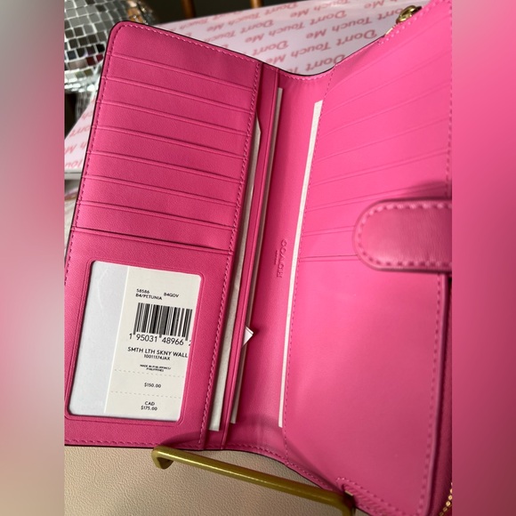 RARE COACH Smooth Leather Skinny Slim Continental Bi-fold Wallet in Petunia 🌸😍 - Picture 9 of 11